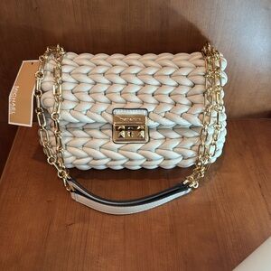 NWT MICHEAL KORS Tribeca Large Hand-Braided Shoulder Bag